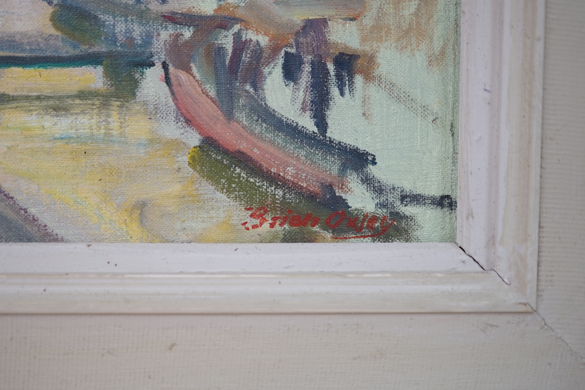 From the Studio of Fred Cuming. Brian Oxley (b.1943), oil on canvas board, Hythe, signed and dated 2012, 42 x 45cm. Condition - fair-good